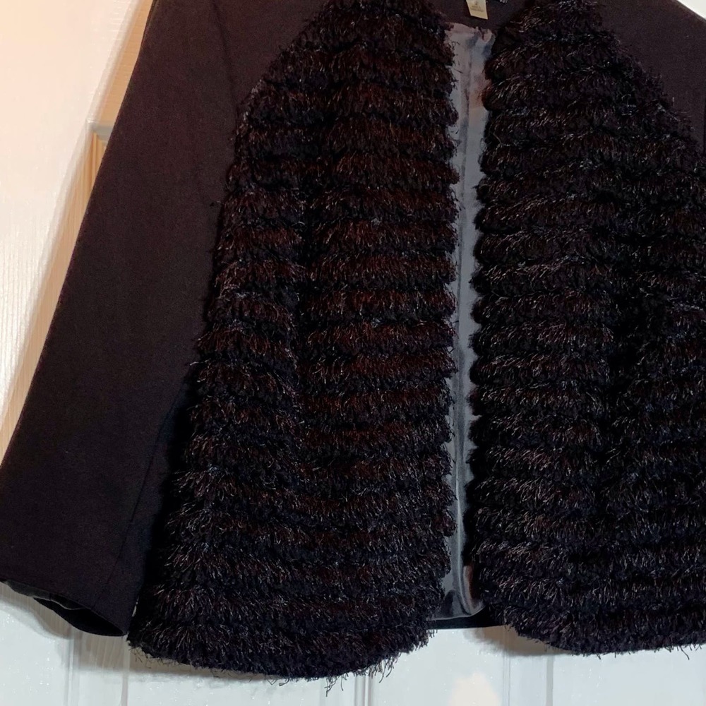 EUC Nine West Black Fringe Front Bolero Jacket Ladies Size 10 - Picture 4 of 6